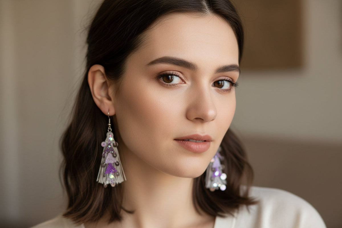 Handmade Crochet Tassel Dangle Earrings for Women