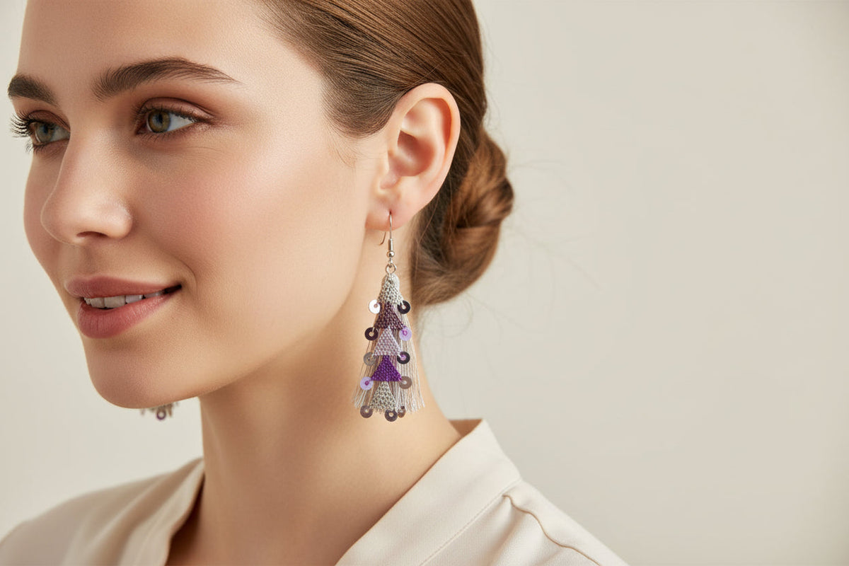 Handmade Crochet Tassel Dangle Earrings for Women