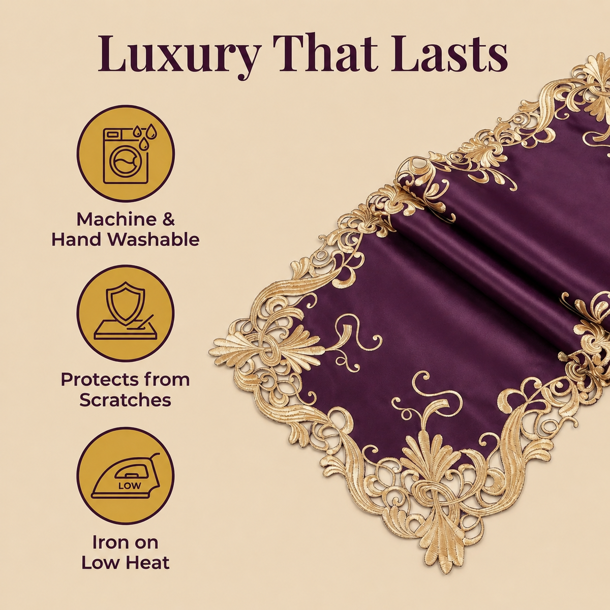 Purple Table Runner – Petal Amethyst, 14x108 Inch