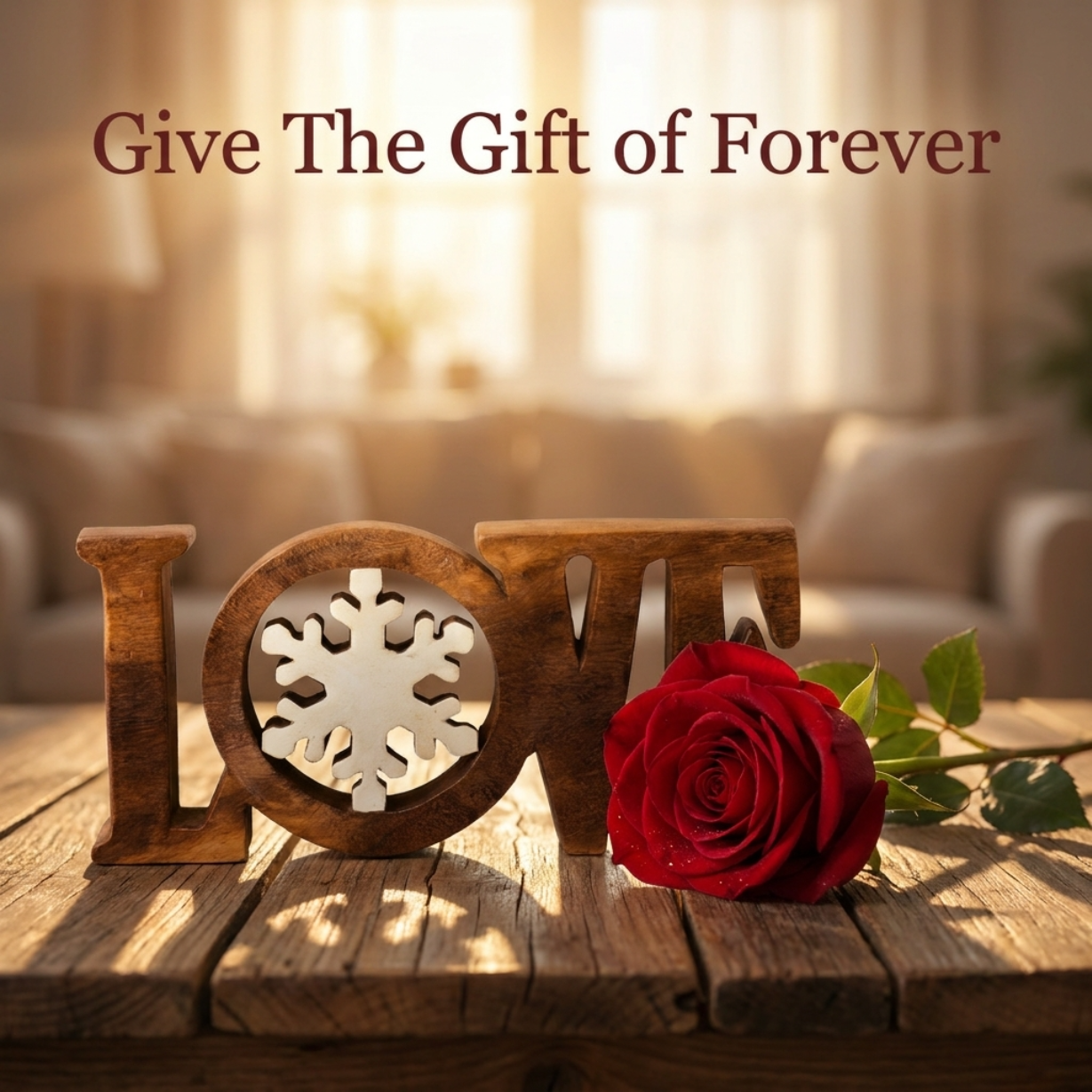 Handmade Wooden Sculpture – Love Word Sign | Solid Acacia Wood Decor