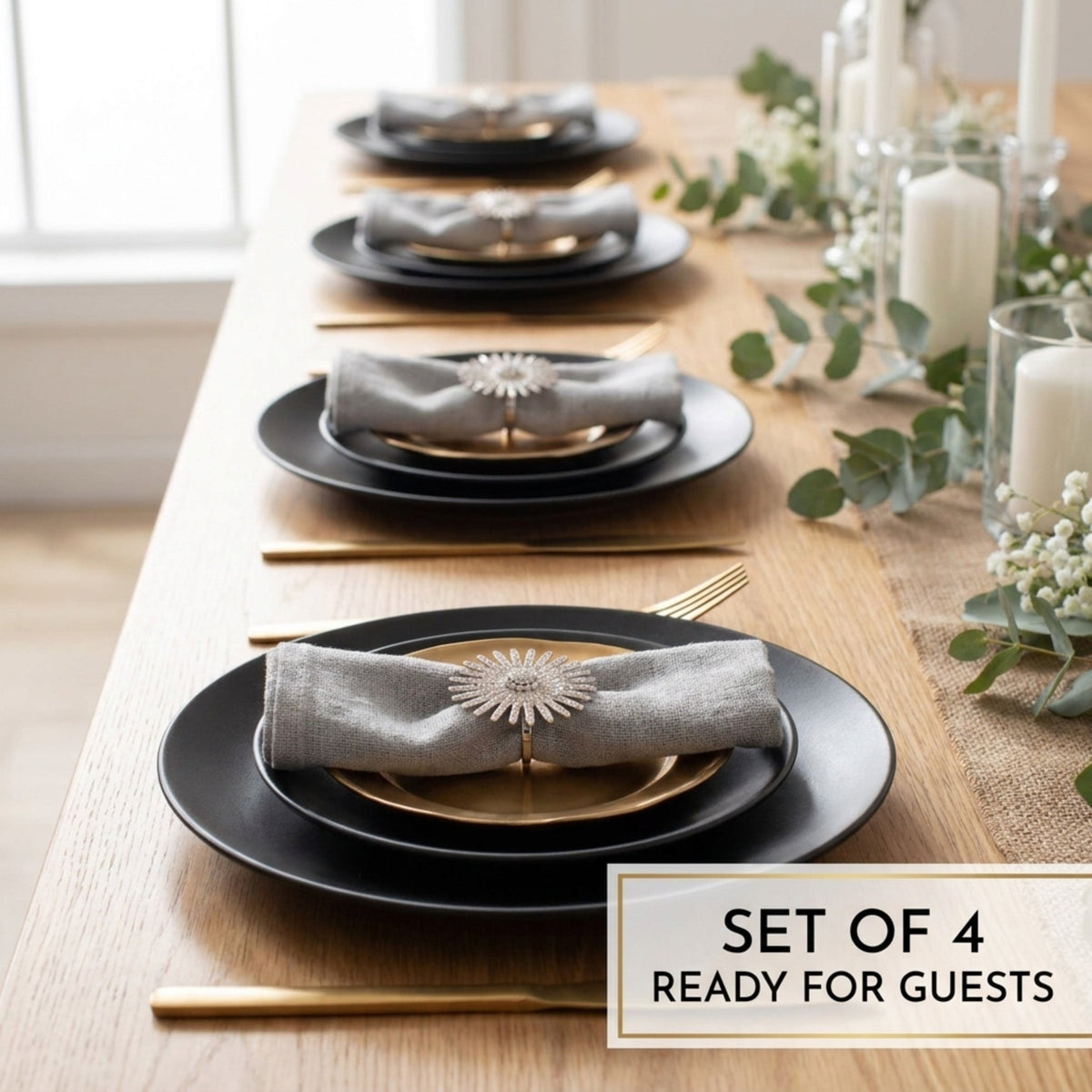 Silver Crystal Napkin Rings – Silver Radiance