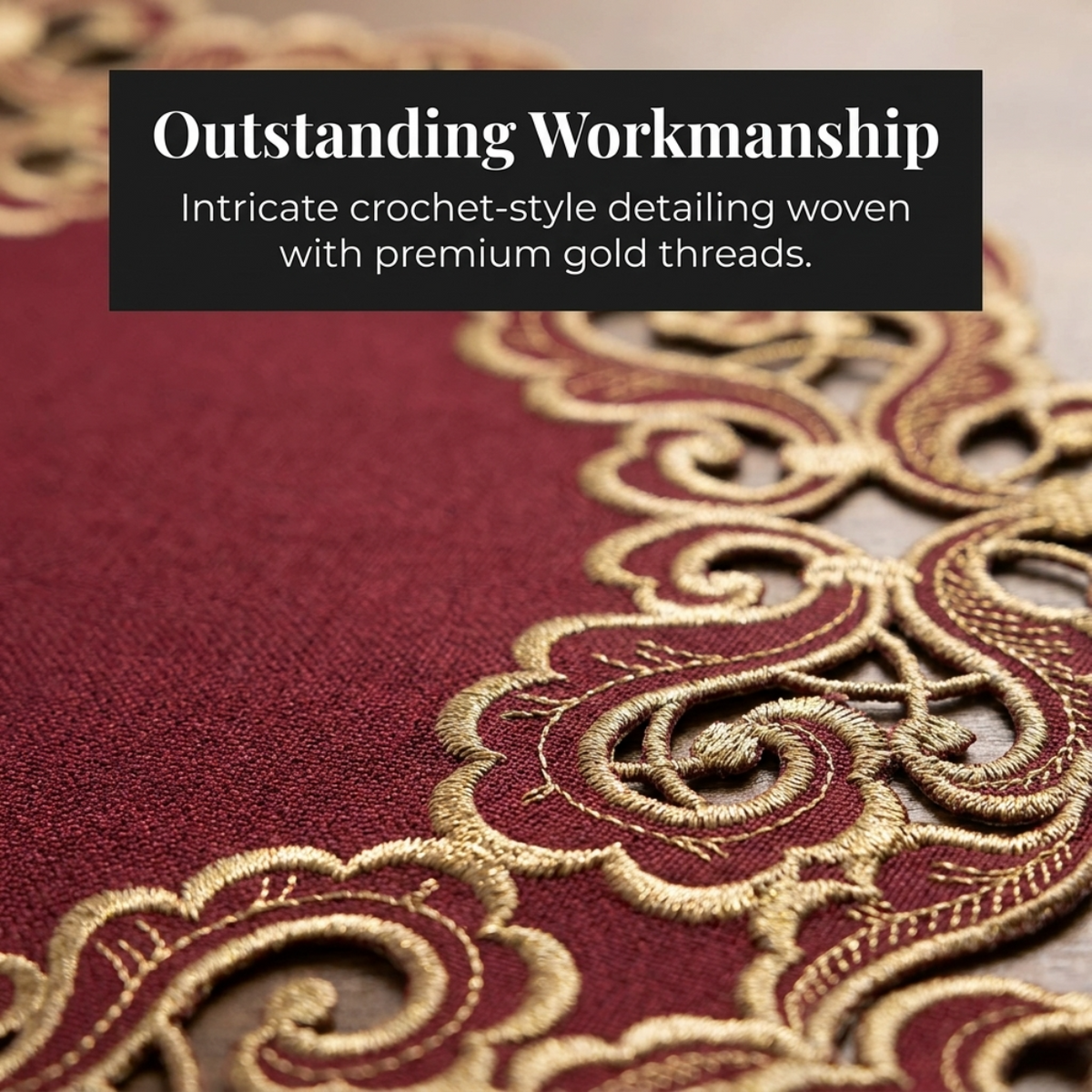 Burgundy Gold Doilies – Crimson Glow, 15 Inch