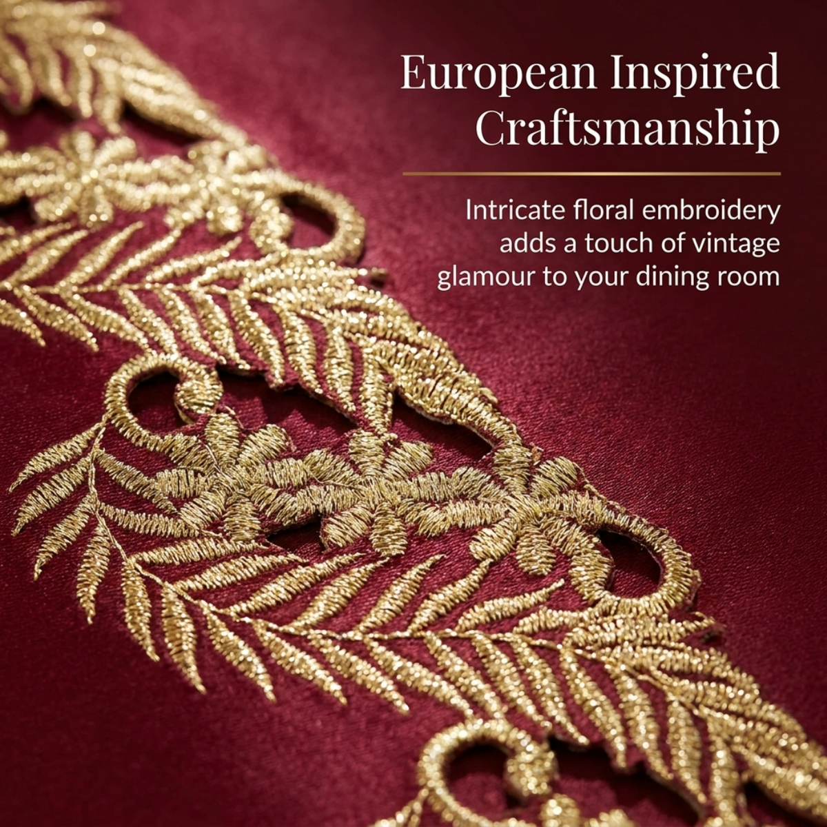 Burgundy Gold Placemats – Wine Grace, 12x18 Inch