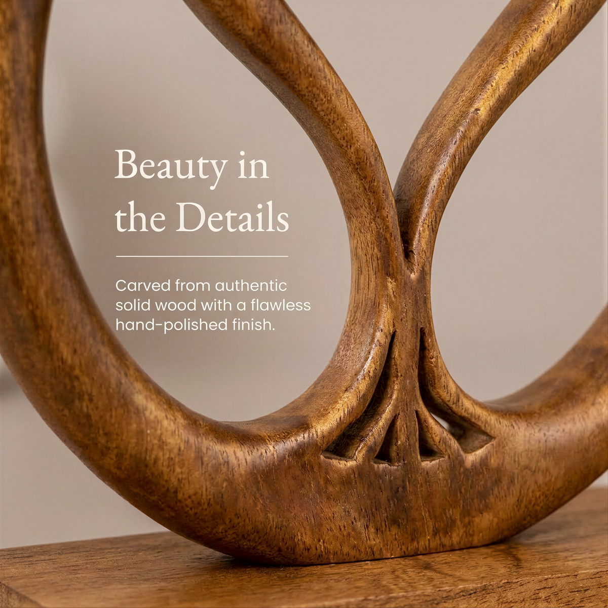 Solid Wood Heart Sculpture – Handcrafted Mantel Decor