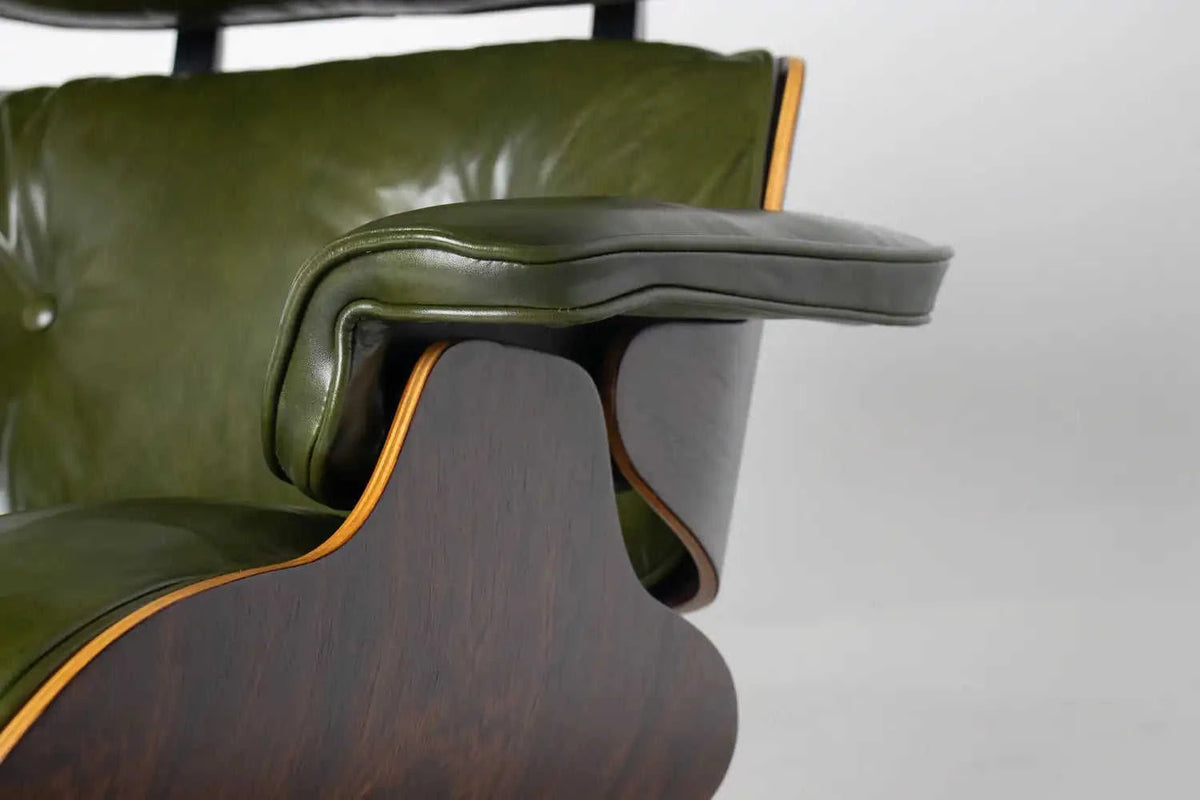 3rd Generation Eames Lounge Chair in Brazilian Rosewood and New Moss Green Leather by Herman Miller Eco My Home  Hobbs Modern ecomyhome.store United States