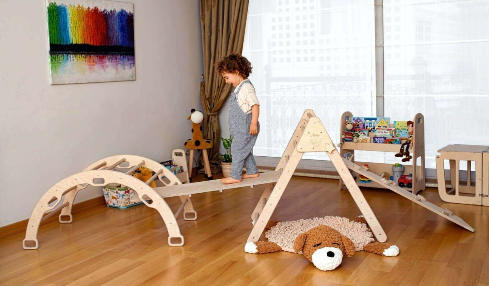 Montessori Climbing Set - Climbing Triangle / Arch Rocker, XL Pillow, and 2 Ramps / 5 Pieces