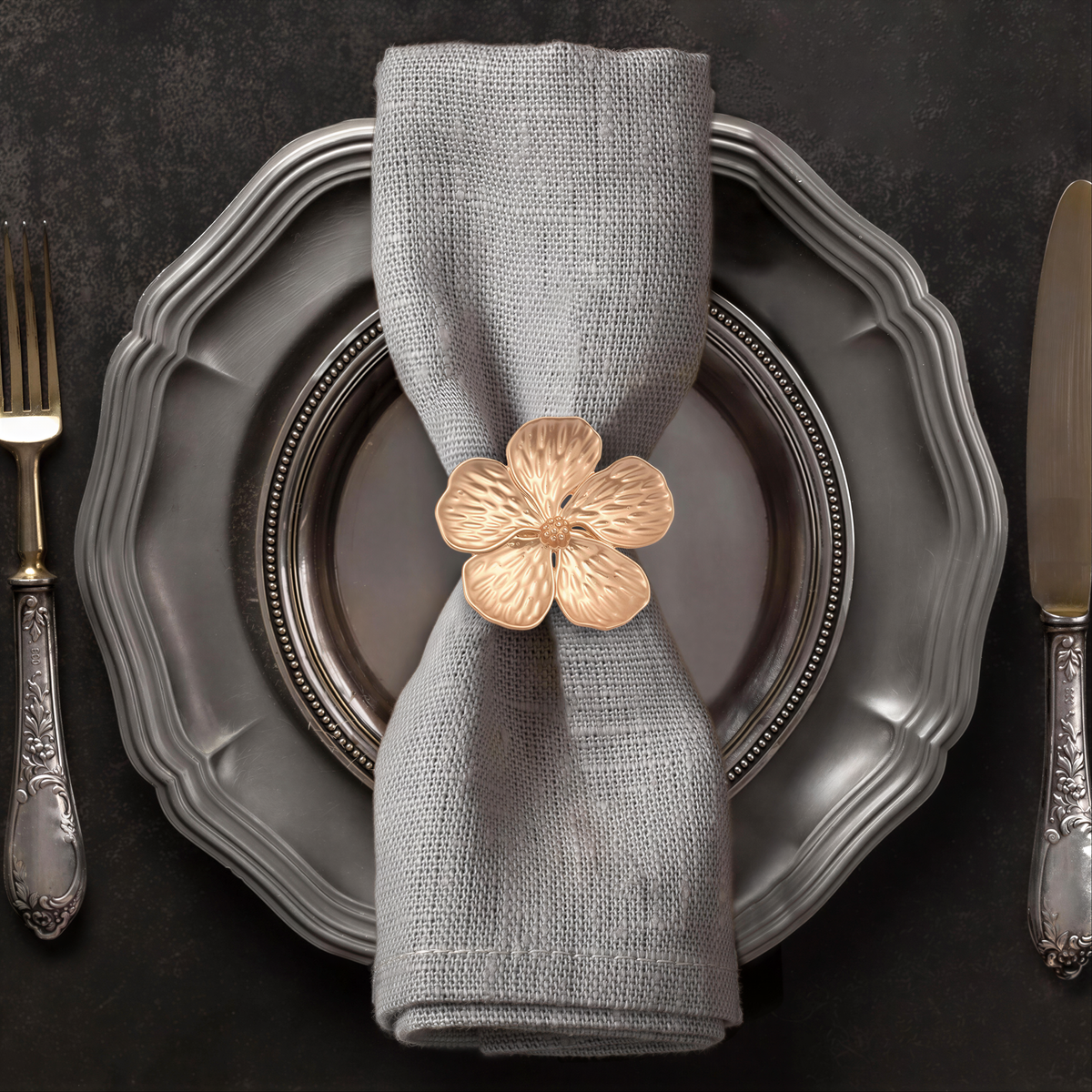 Gold Floral Napkin Rings – Golden Elegance