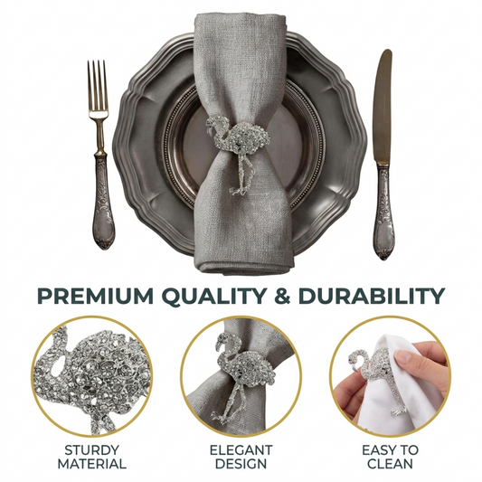 Silver Flamingo Napkin Rings – Tropical Charm