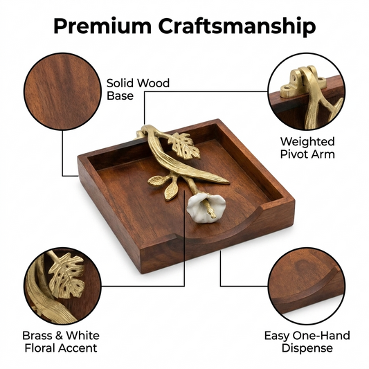 Wooden Napkin Holder – Gold Finish Ornament
