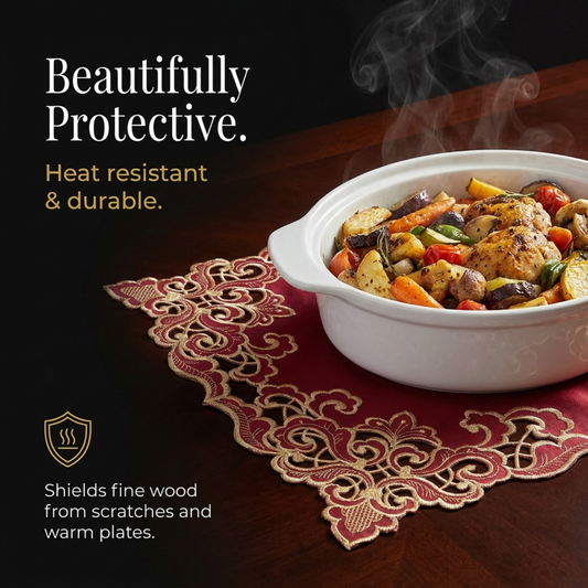 Burgundy Gold Placemats – Crimson Glow, 12x18 Inch