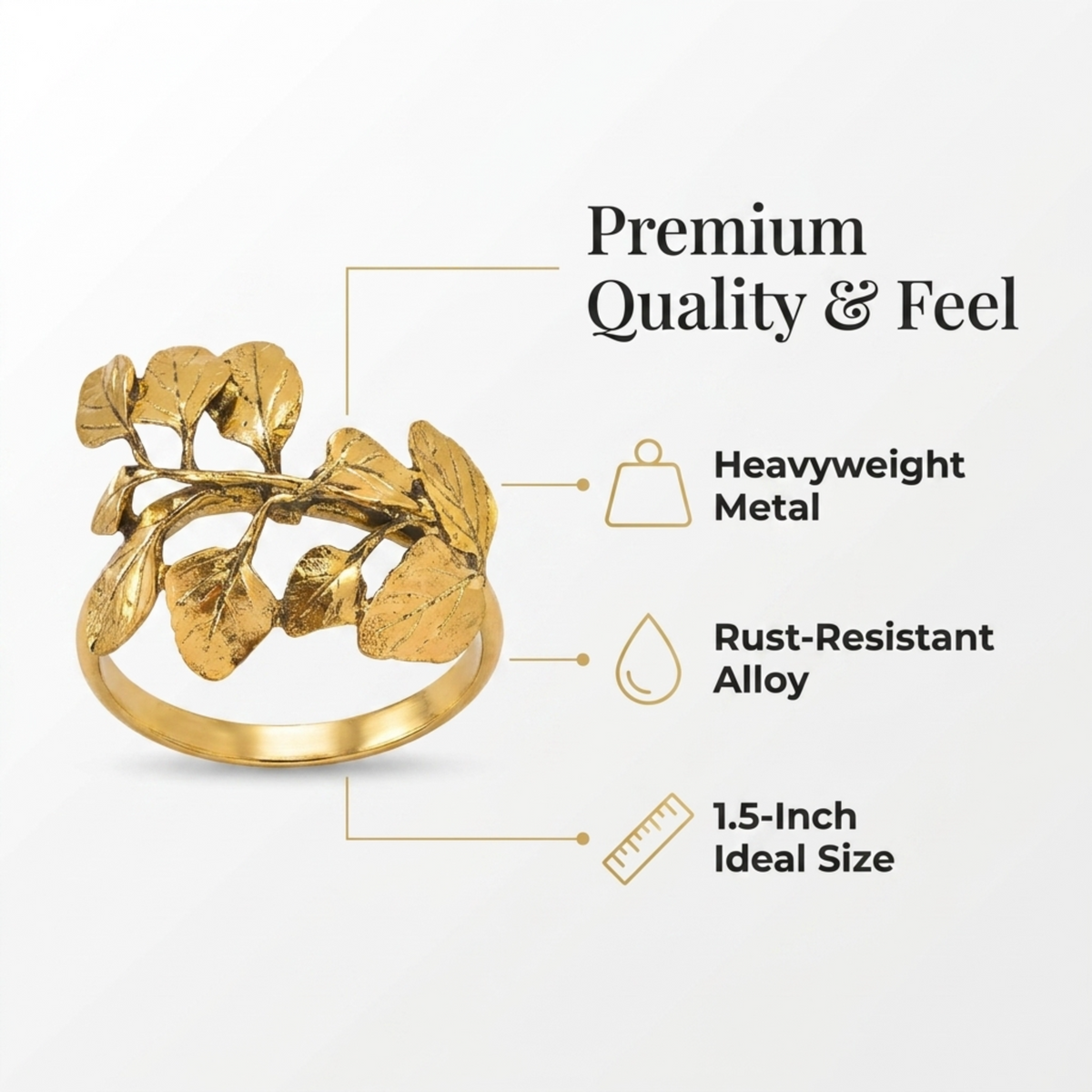 Gold Leaf Napkin Rings – Golden Harmony