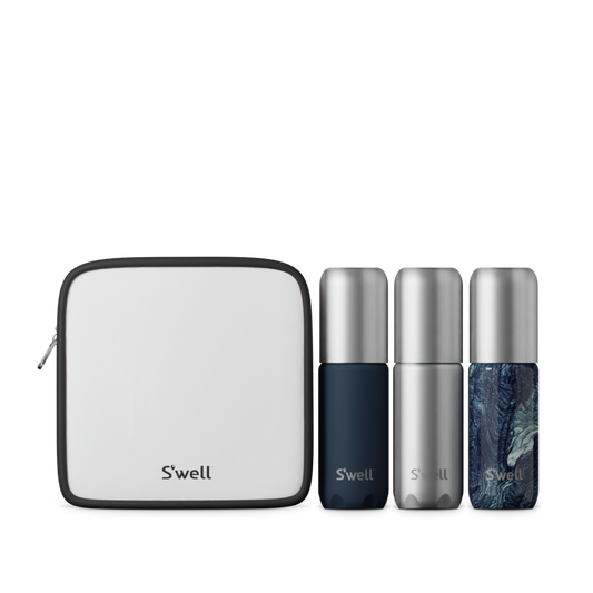 Azurite Travel Bottle Set (3-Pack with Recycled Toiletry Bag)