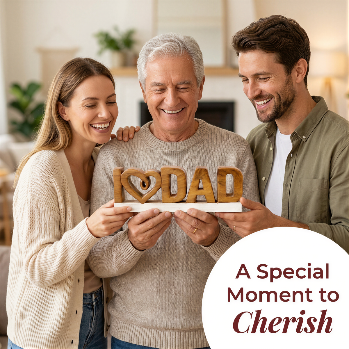 Wooden Dad Sign – Emmeric Love Dad, Acacia Wood