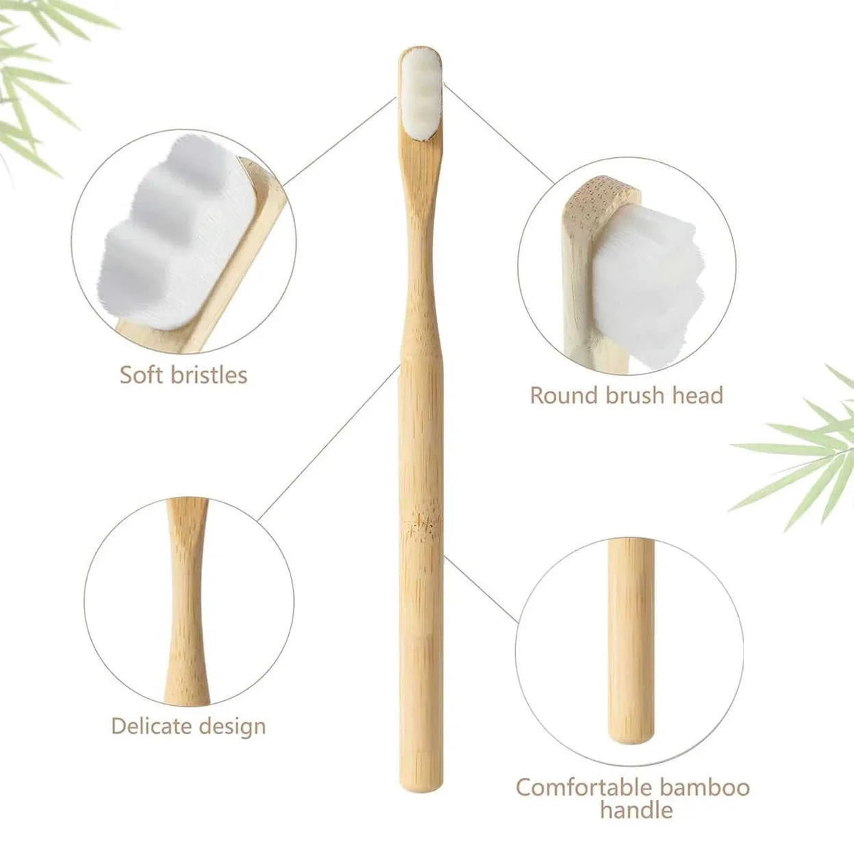 4Pcs Eco-Friendly Bamboo Soft Bristle Toothbrush Set Eco My Home  Natural Toothbrush ecomyhome.store United States