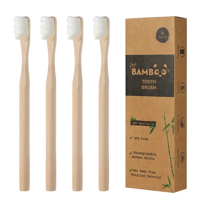 4Pcs Eco-Friendly Bamboo Soft Bristle Toothbrush Set Eco My Home  Natural Toothbrush ecomyhome.store United States