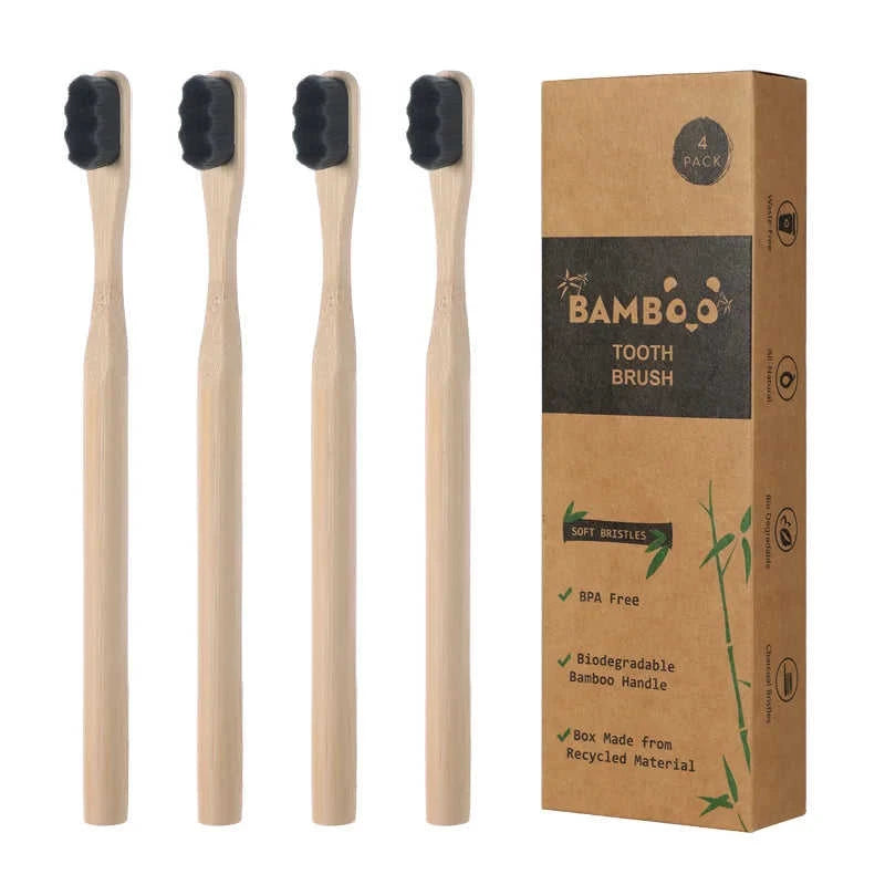 4Pcs Eco-Friendly Bamboo Soft Bristle Toothbrush Set Eco My Home  Natural Toothbrush ecomyhome.store United States