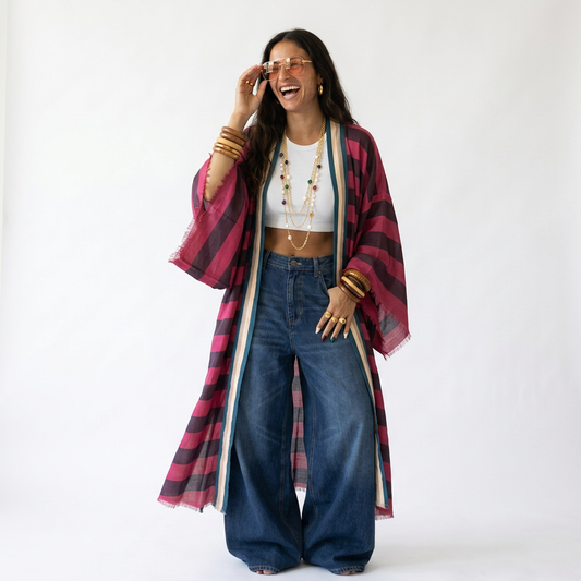 Adventurous Striped Boho Kimono