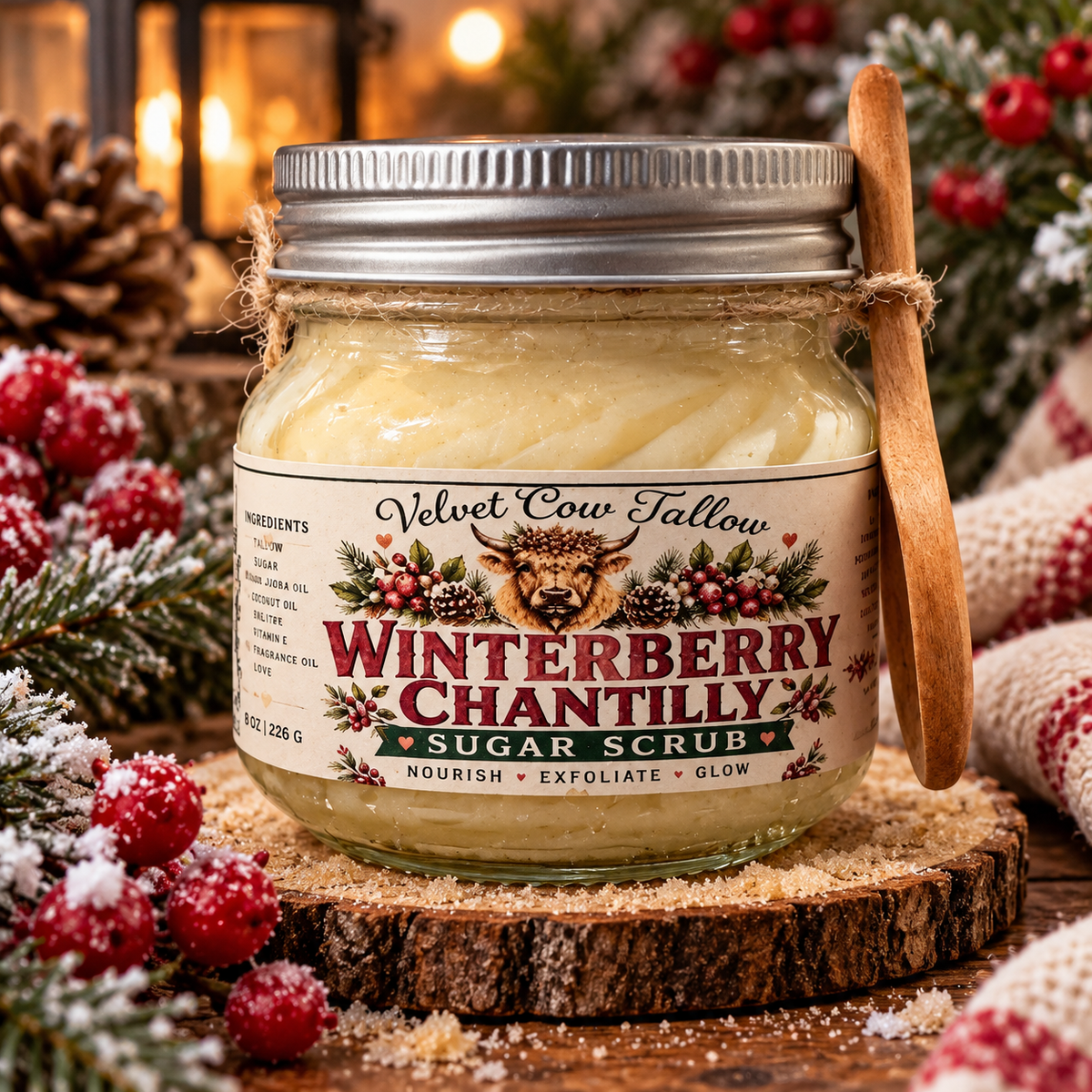 Tallow Sugar Scrub- Natural Exfoliating & Moisturizing Body Polish