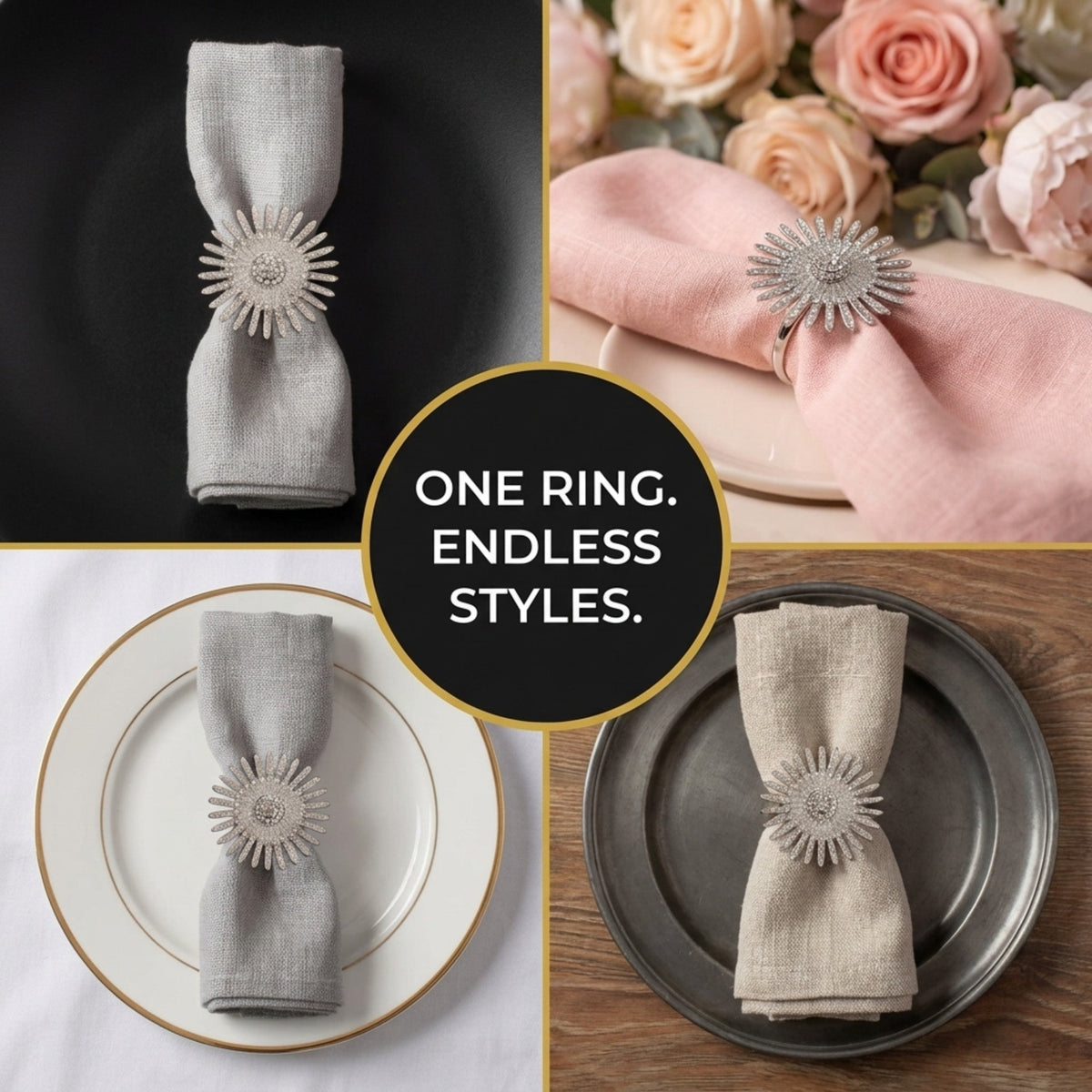 Silver Crystal Napkin Rings – Silver Radiance