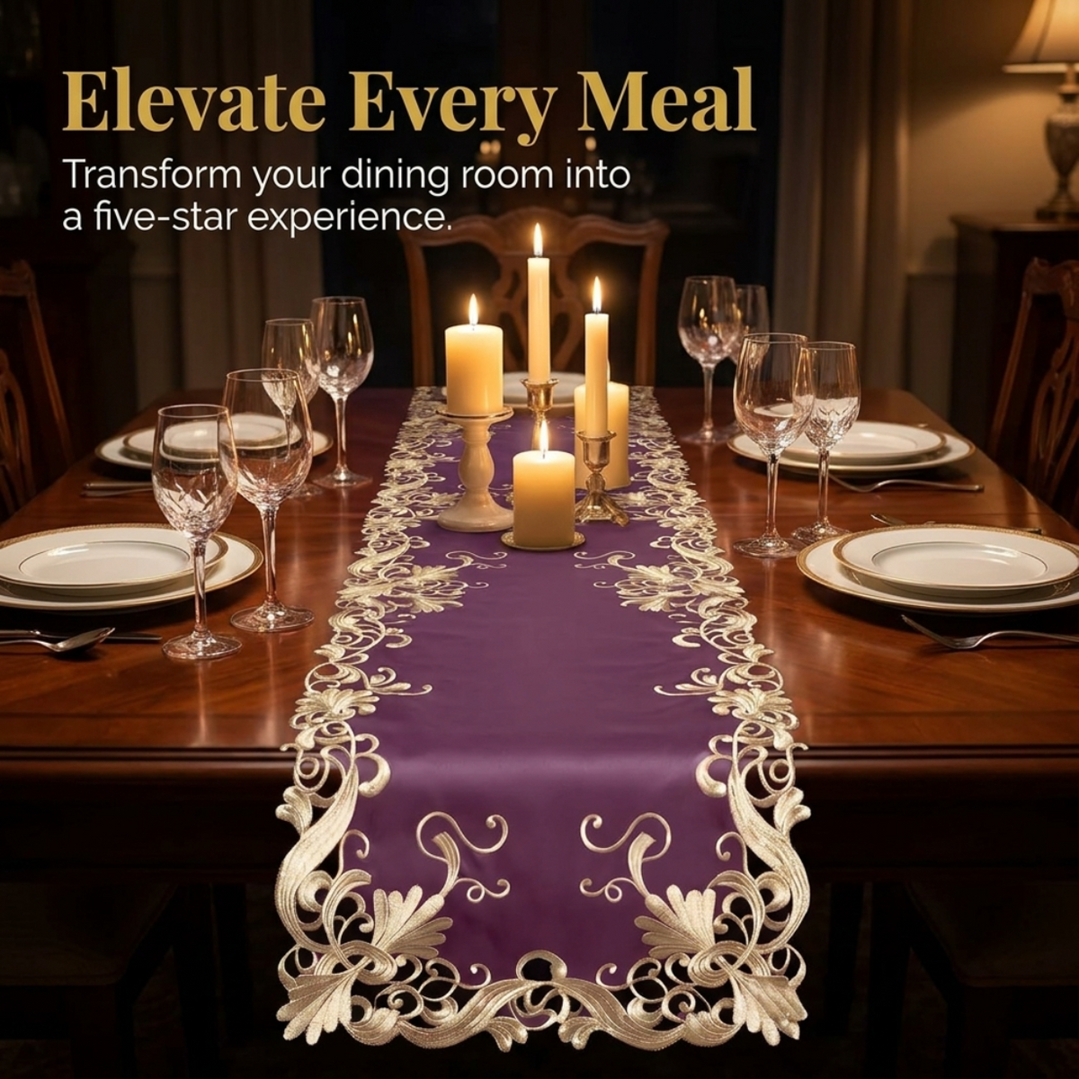 Purple Table Runner – Petal Amethyst, 14x108 Inch