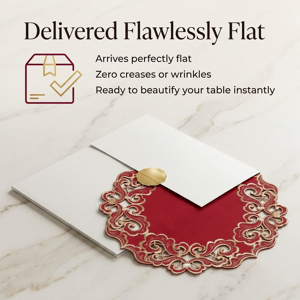 Burgundy Gold Doilies – Crimson Glow, 15 Inch