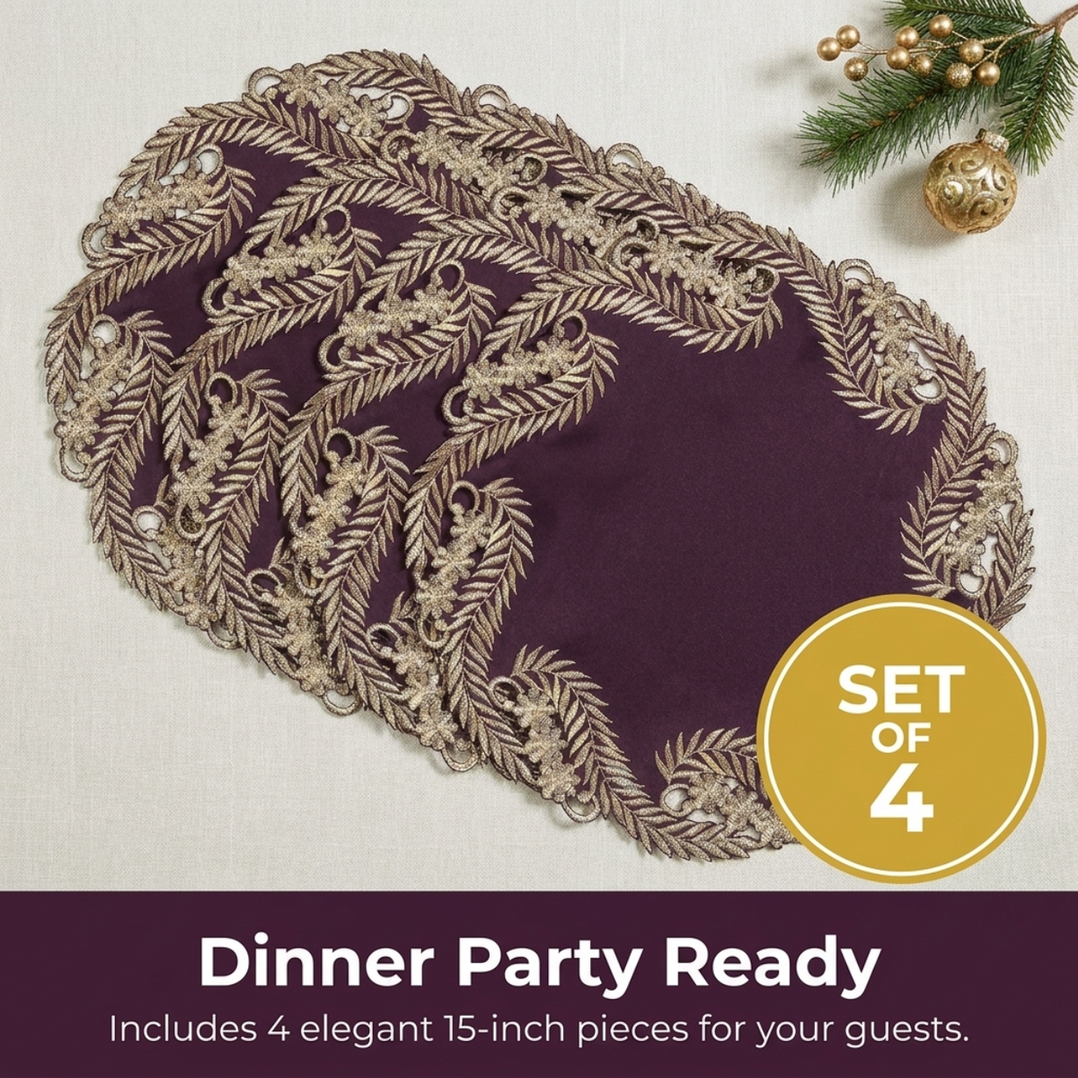 Purple Gold Doilies – Violet Dream, 15 Inch