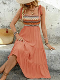Tie Shoulder Midi Dress - Square Neck Tiered Midi Dress for Effortless Style