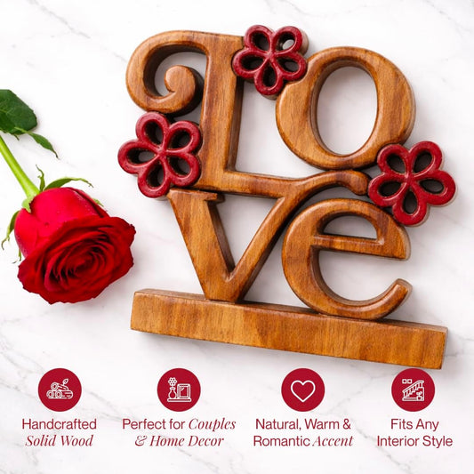 Wooden Love Sculpture – Crimson Heart, Acacia
