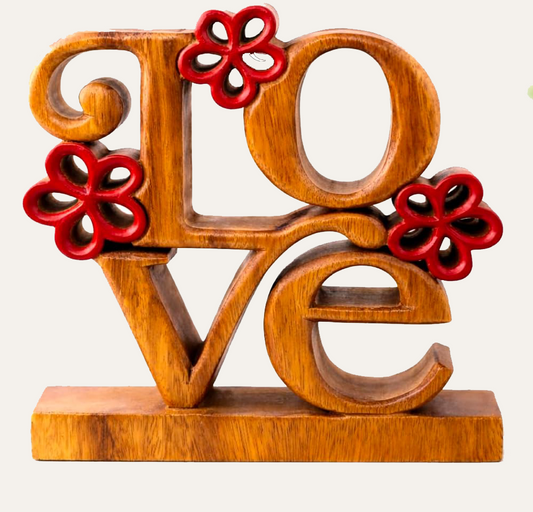 Wooden Love Sculpture – Crimson Heart, Acacia