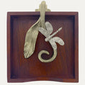 Solid Wood Napkin Holder with Silver and Gold Finish Ornament