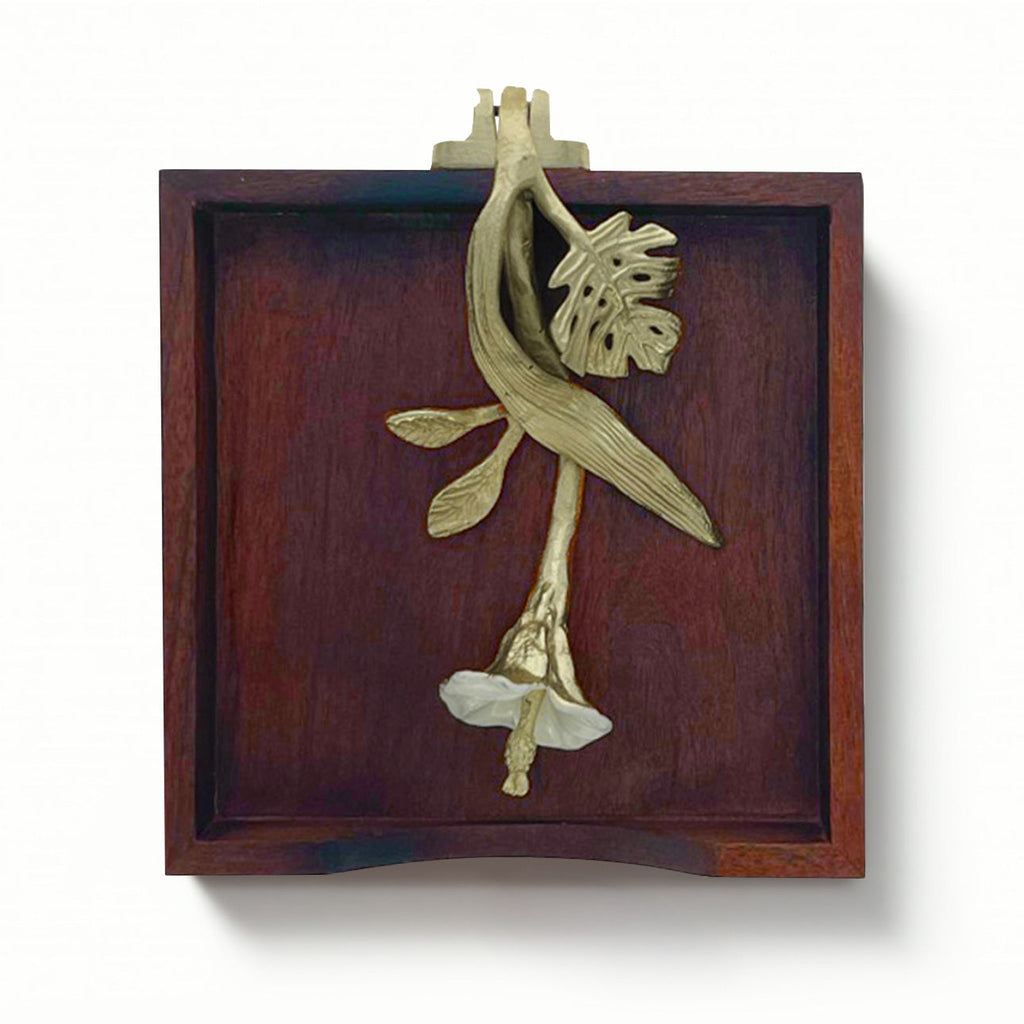 Wooden Napkin Holder – Solid Wood Serviette Holder with Gold Finish Ornament