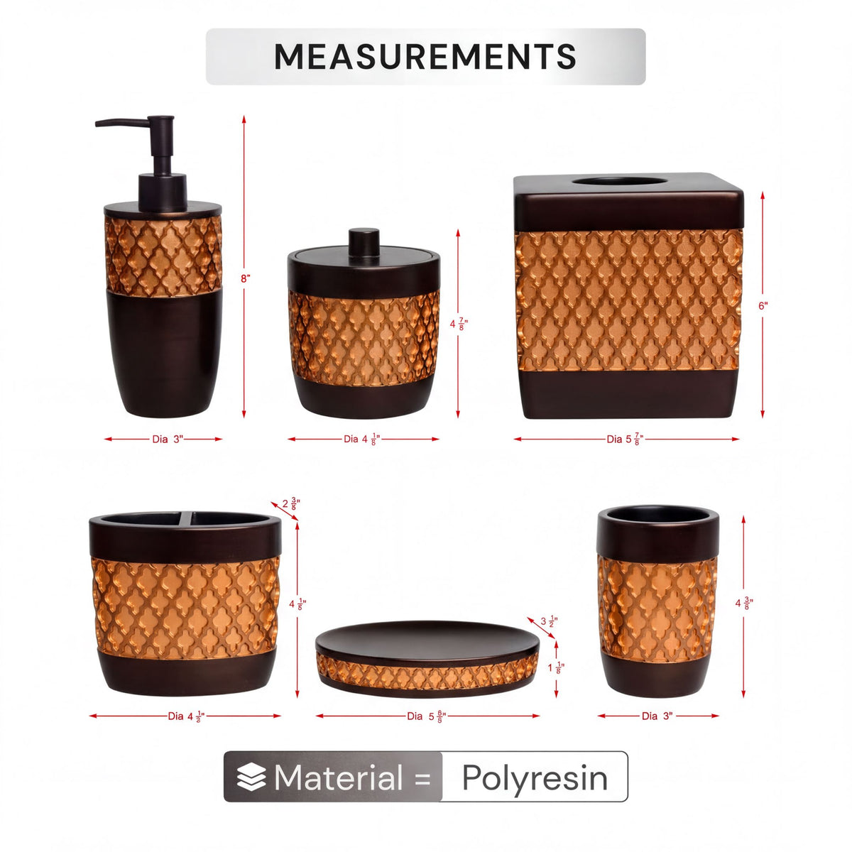 Bathroom Set – Wally, 6 Piece