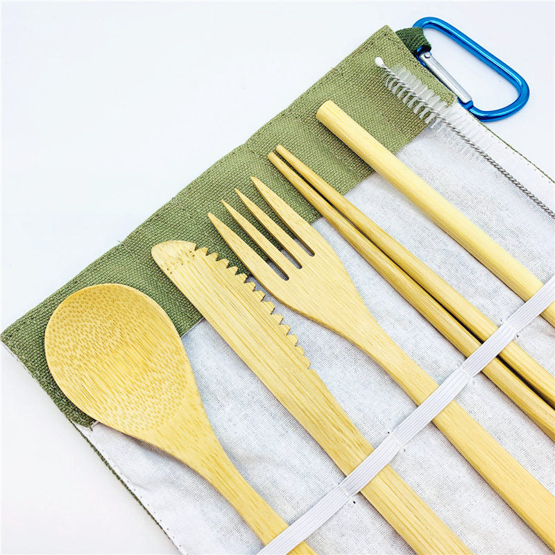 Portable Eco-Friendly Bamboo Flatware Set 7PCS