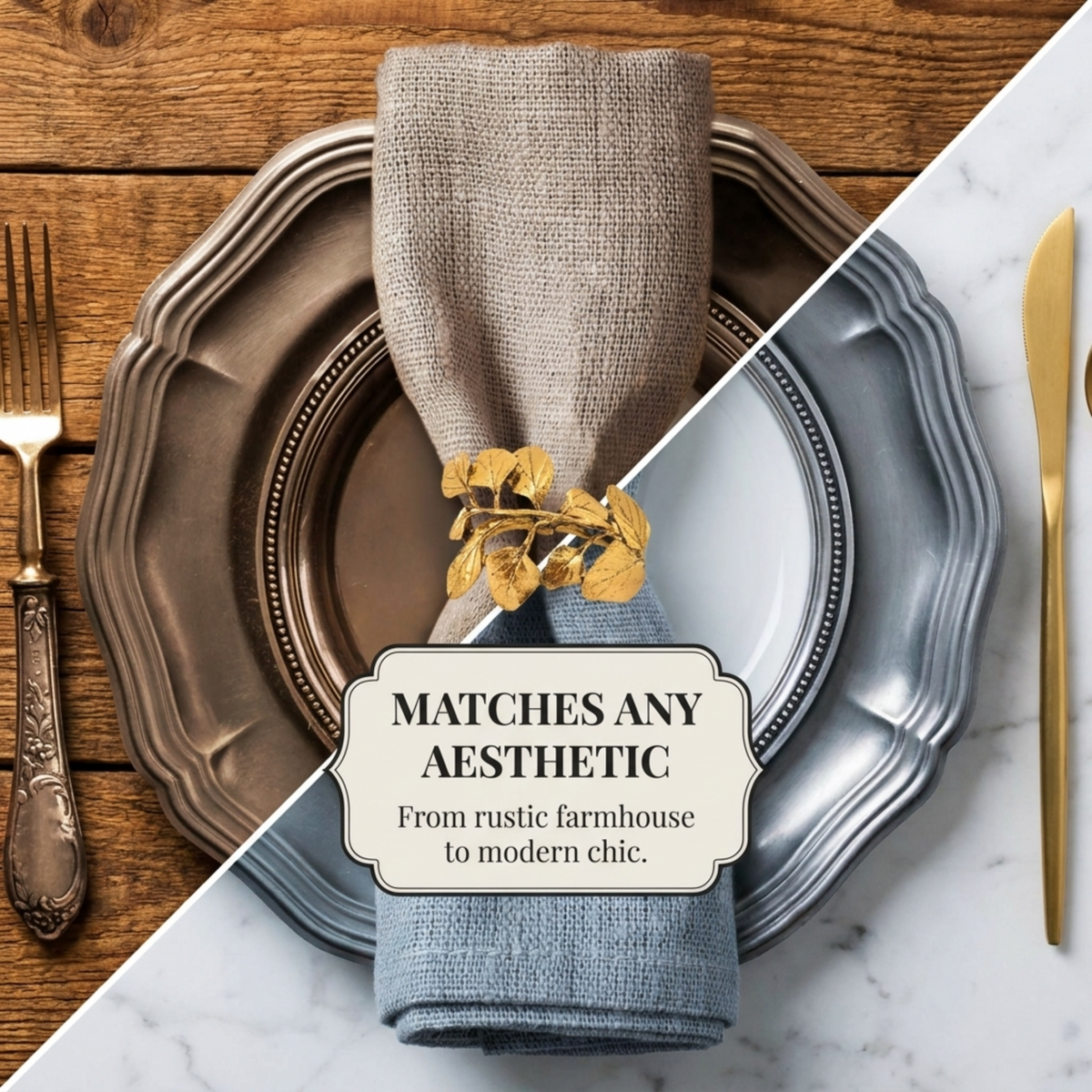 Gold Leaf Napkin Rings – Golden Harmony