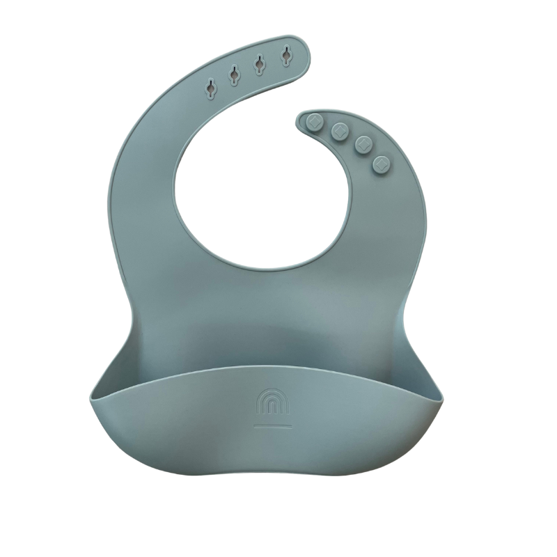Classic Silicone Bucket Bib · Easy-to-clean · Dusty Blue Color
