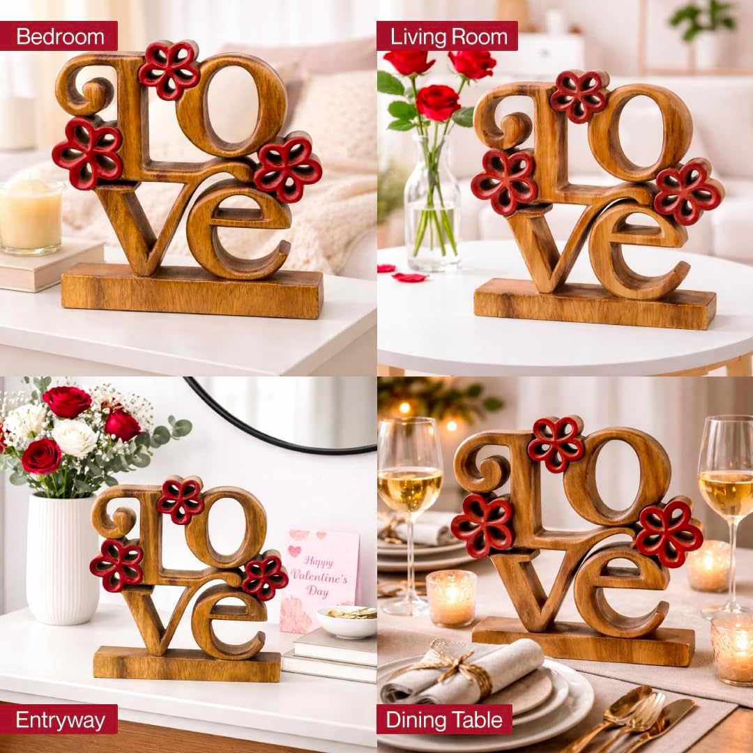 Wooden Love Sculpture – Crimson Heart, Acacia