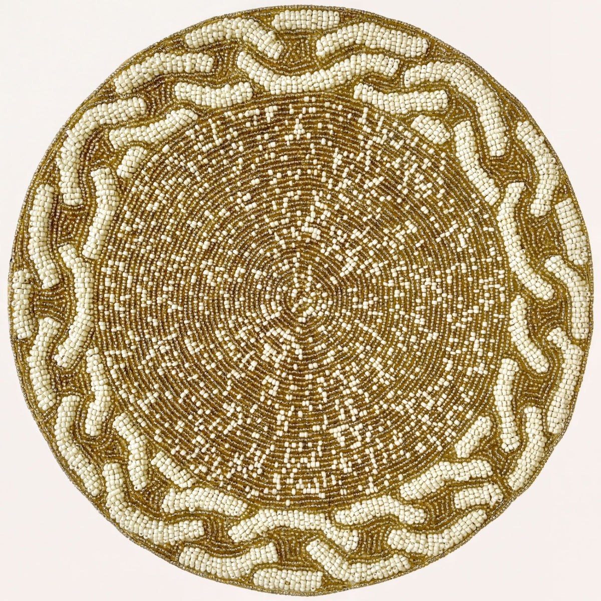 Beaded Placemats - Handmade Round Glass Bead Placemats with Satin Backing