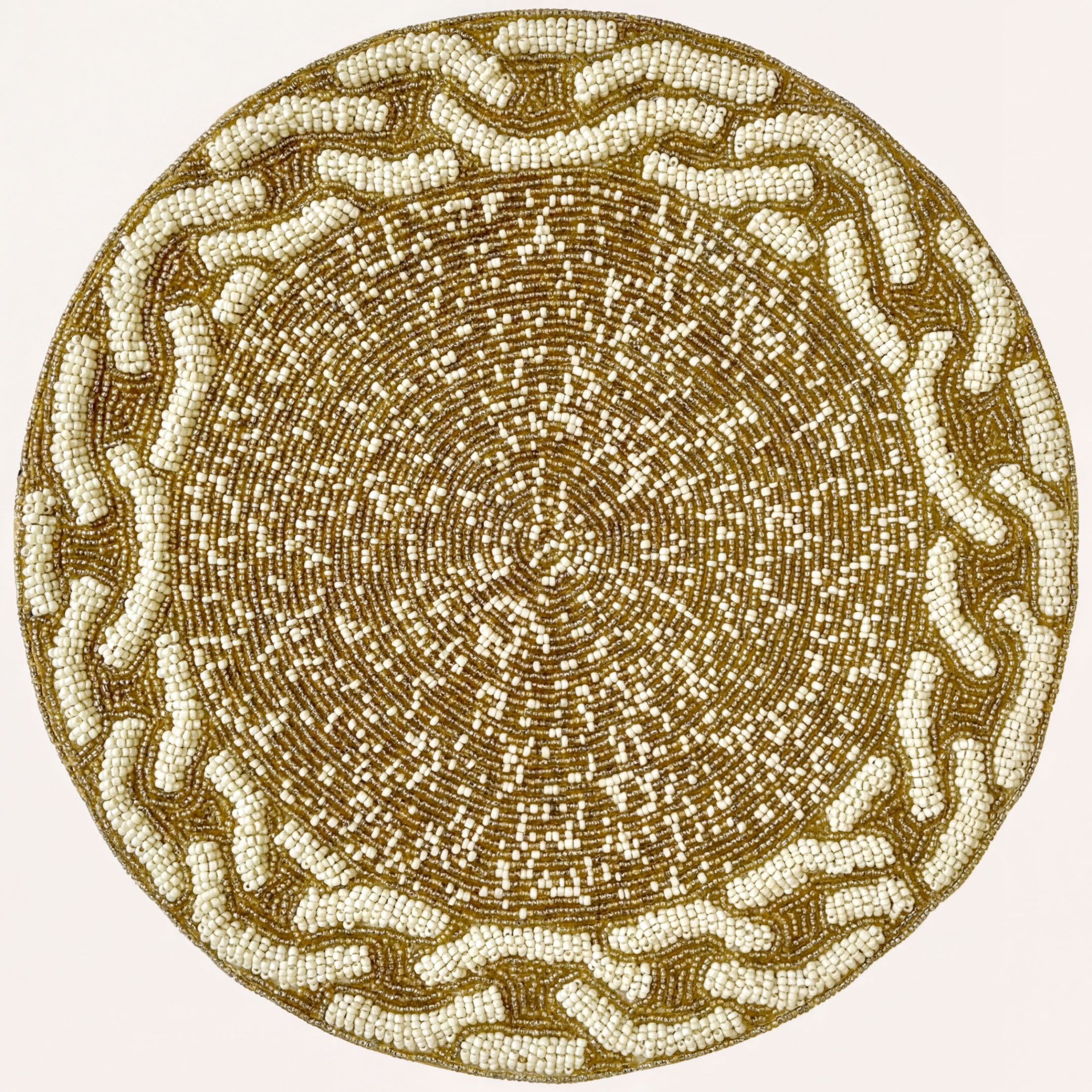 Beaded Placemats - Handmade Round Glass Bead Placemats with Satin Backing