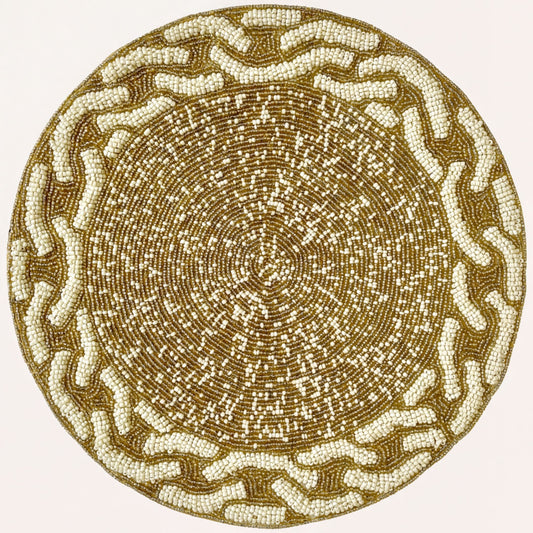 Beaded Placemats - Handmade Round Glass Bead Placemats with Satin Backing