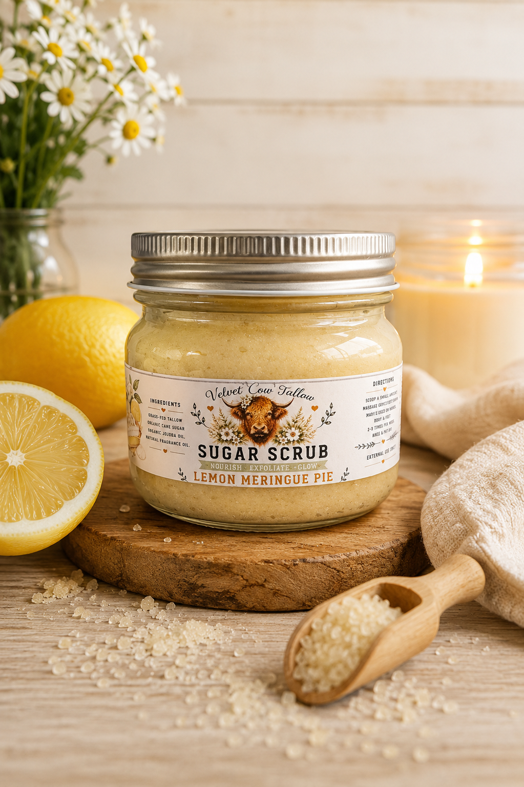 Tallow Sugar Scrub- Natural Exfoliating & Moisturizing Body Polish
