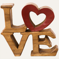 Handmade Wooden Sculpture – Elmija Love Word Sign, Solid Acacia Wood Art