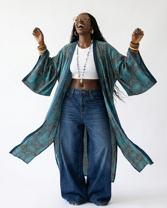 Free Spirit Printed Silk Kaftan