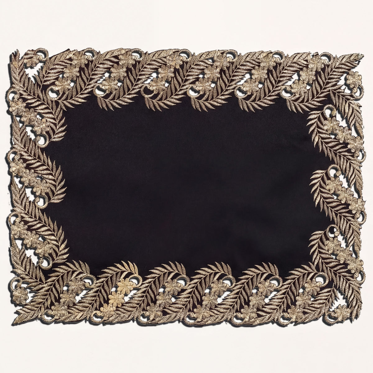 Black Gold Placemats – Ebony Bloom, 12x18 Inch