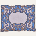 Beaded Placemats – Handmade Blue White Embroidered Dining Table Decor 12x16 Inch