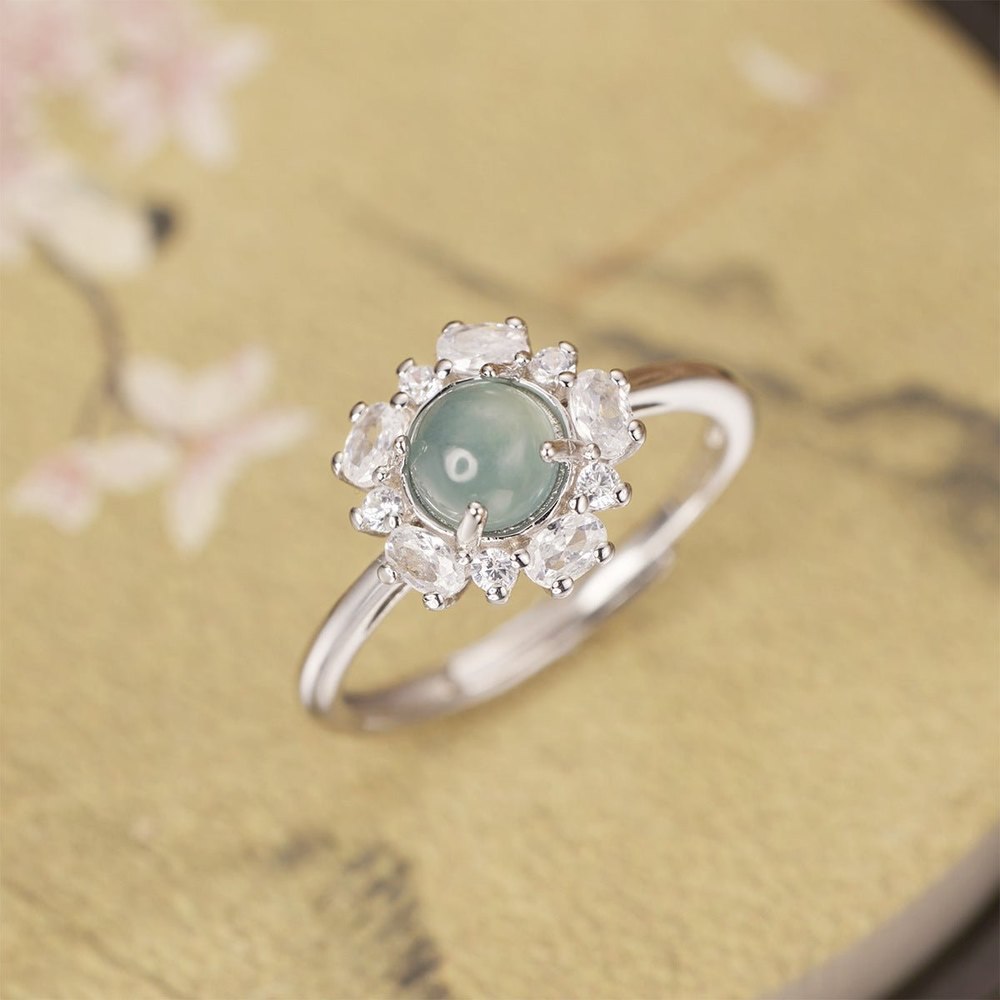 925 Sterling Silver Jadeite Ring for Elegant Style
