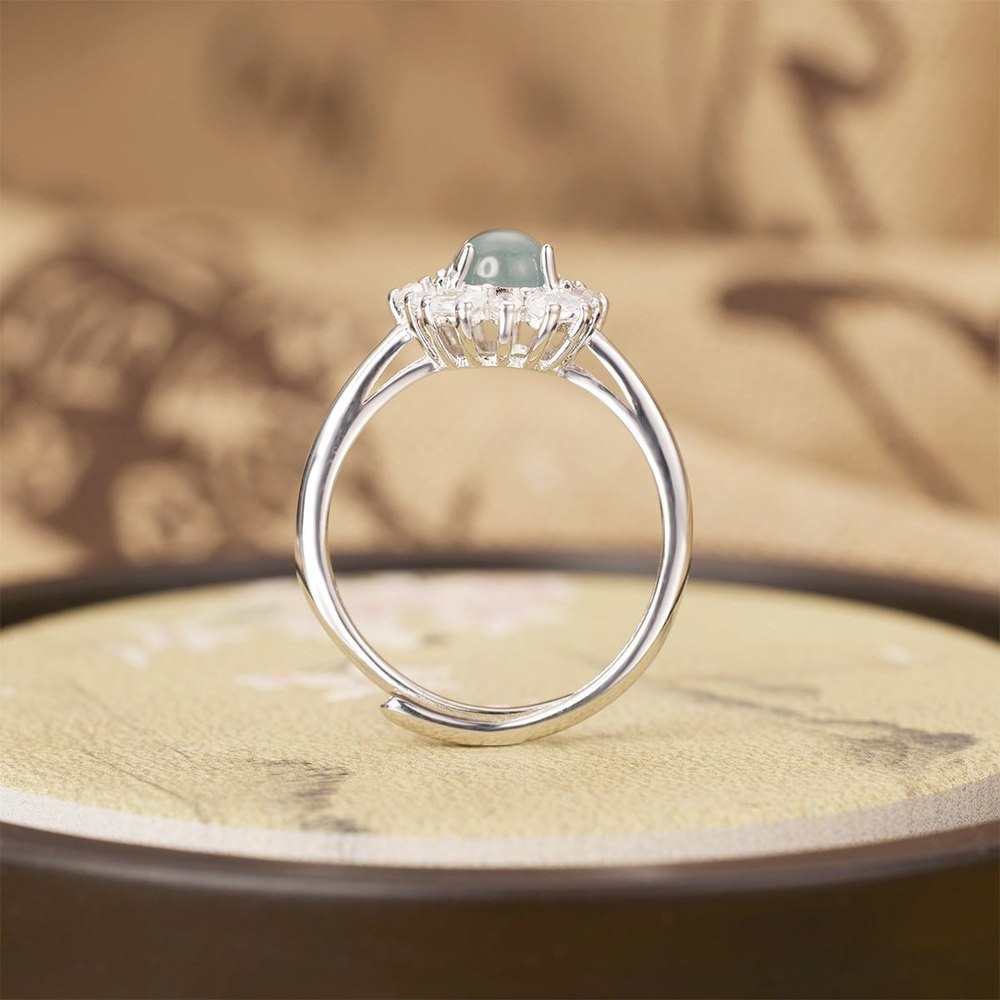 925 Sterling Silver Jadeite Ring for Elegant Style
