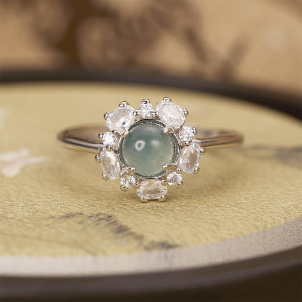 925 Sterling Silver Jadeite Ring for Elegant Style