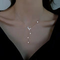 925 Sterling Silver Moon Necklace with Star Charm