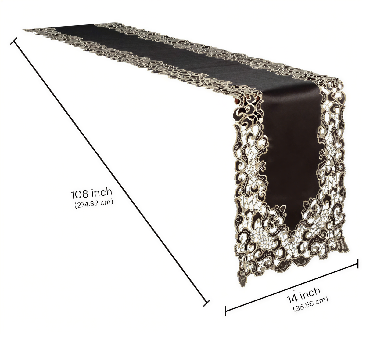 Black Gold Table Runner – Noir Luxe, 14x108 Inch