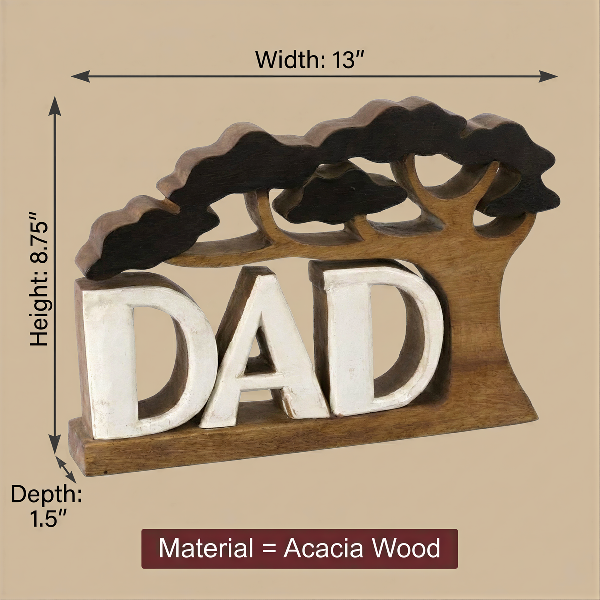 Wooden Dad Sculpture – Proud Dad, Acacia Wood